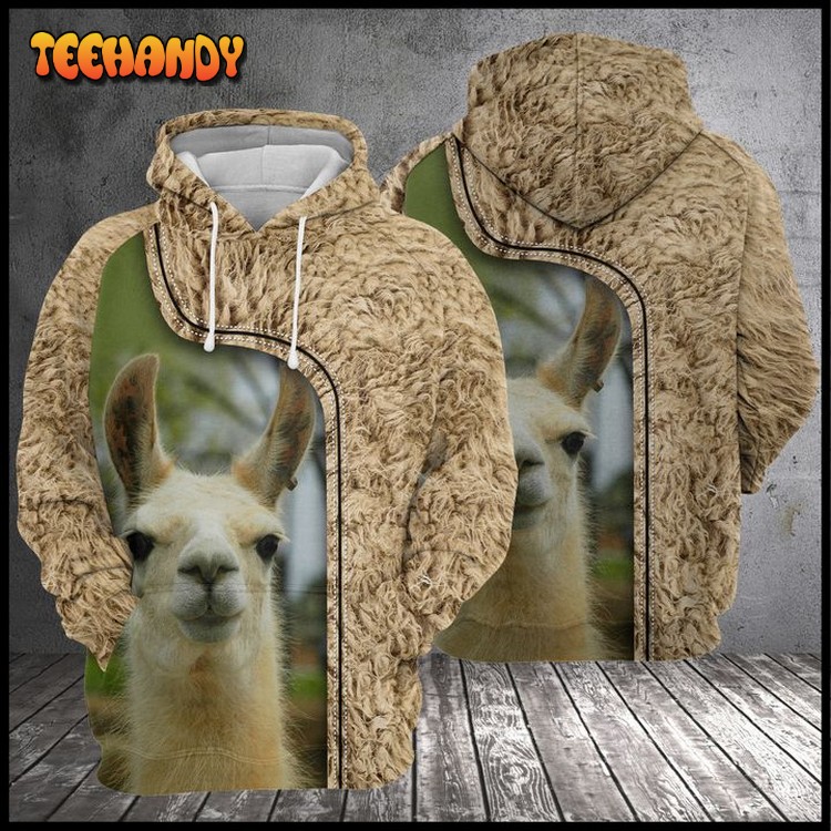 Love Llama 3D Printed Hoodie Zipper Hoodie