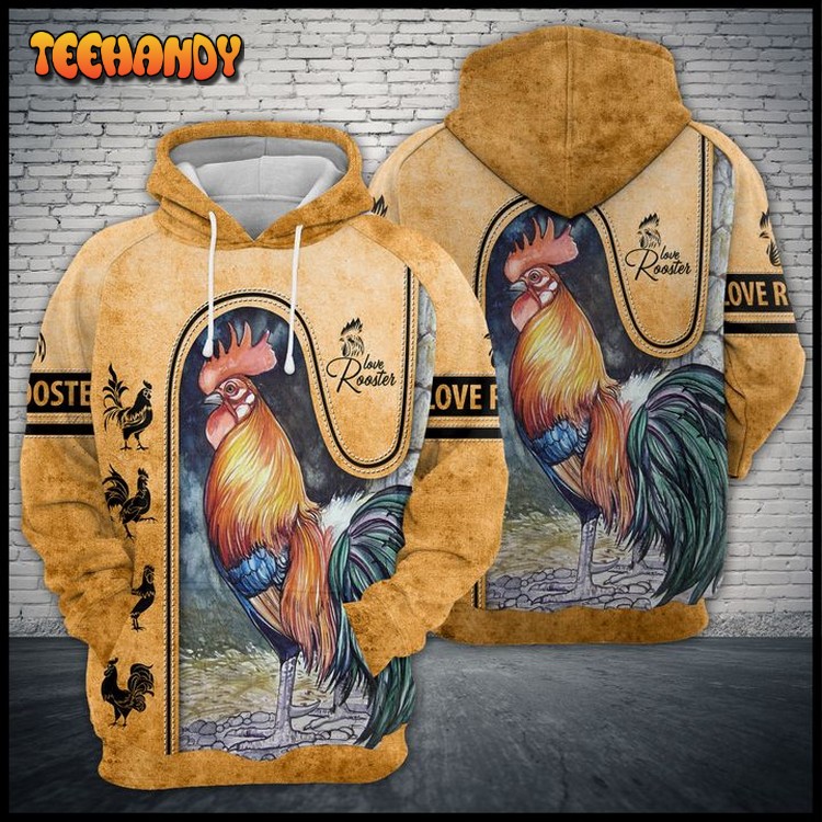 Love Rooster 3D Printed Hoodie Zipper Hoodie