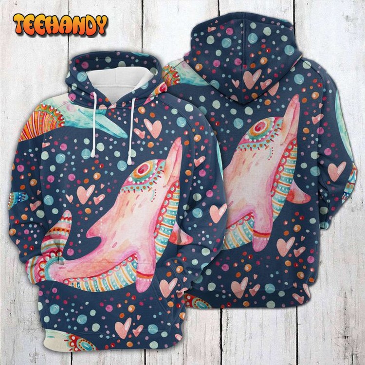 Lovely Dolphins 3D Printed Hoodie Zipper Hoodie