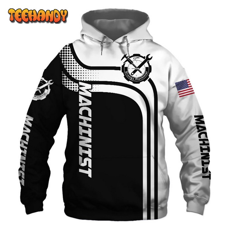 Machinist Black US Flag 3D Printed Hoodie Zipper Hoodie