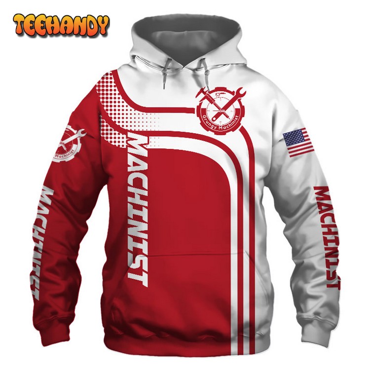 Machinist Red US Flag 3D Printed Hoodie Zipper Hoodie