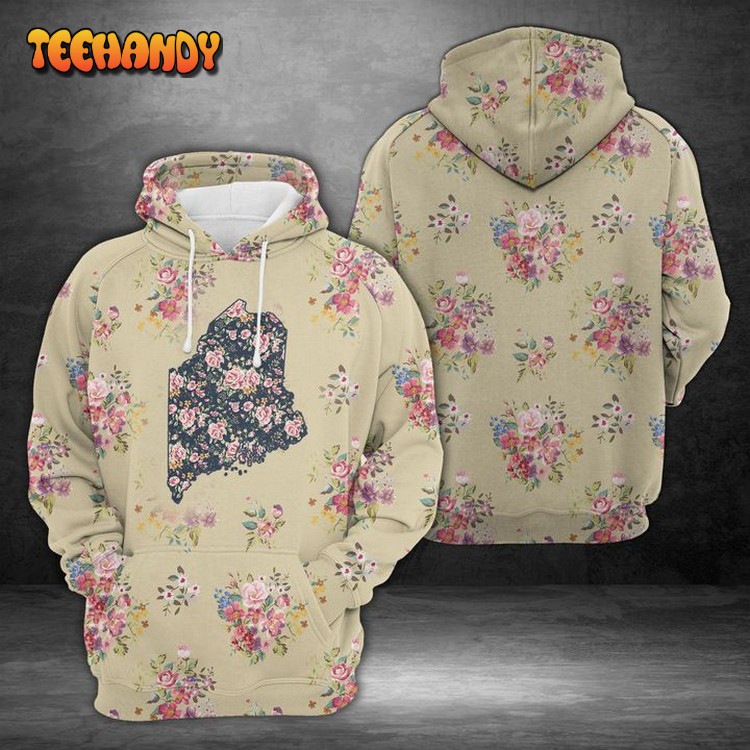 Maine Floral Vintage 3D Printed Hoodie Zipper Hoodie