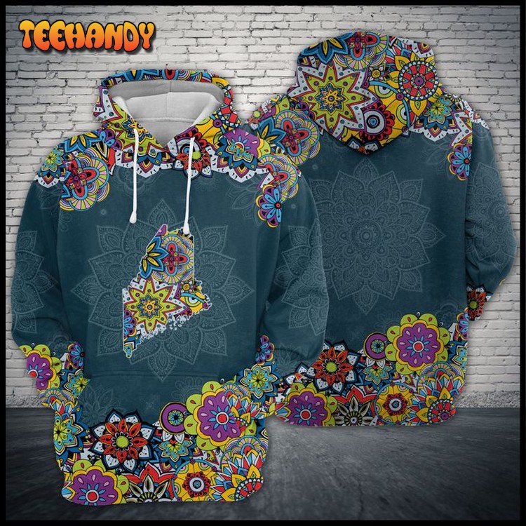 Maine State Mandala 3D Printed Hoodie Zipper Hoodie