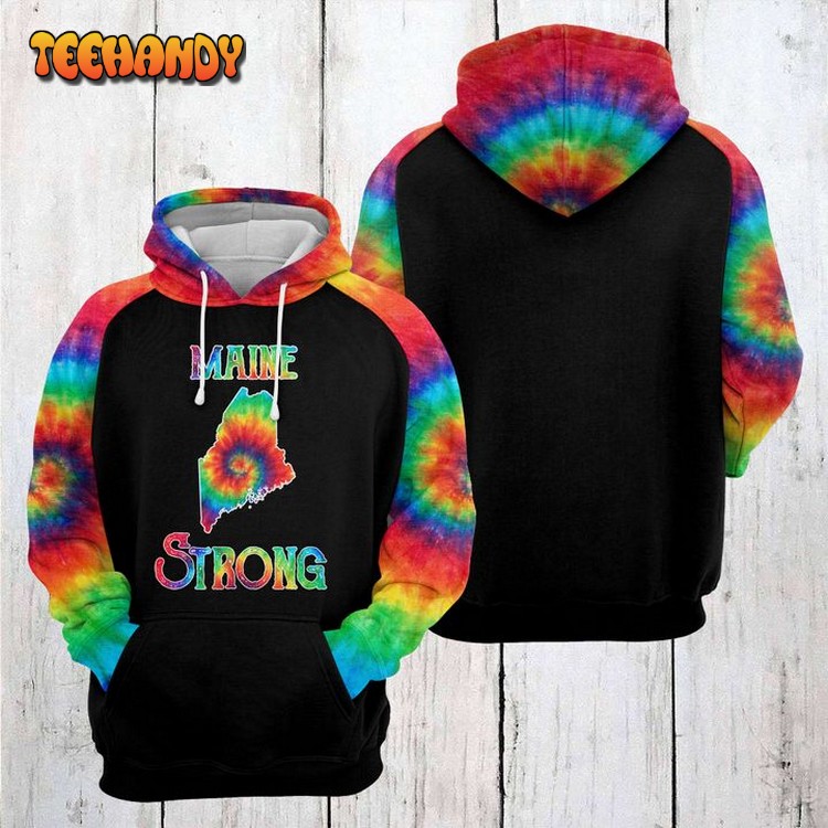 Maine Strong Tie Dye 3D Printed Hoodie Zipper Hoodie