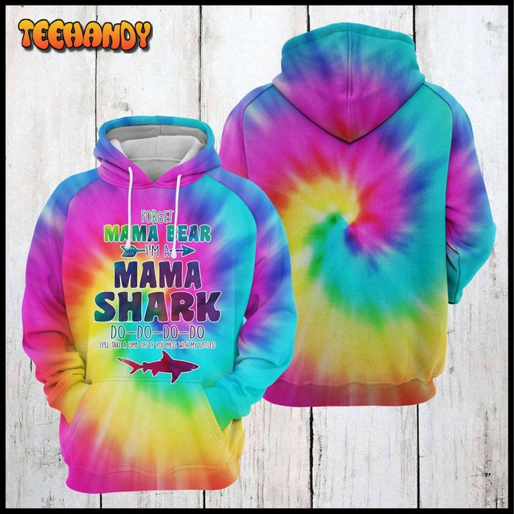 Mama Shark Tie Dye 3D Printed Hoodie Zipper Hoodie