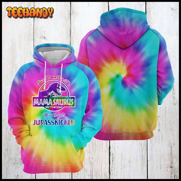 Mamasaurus Tie Dye 3D Printed Hoodie Zipper Hoodie