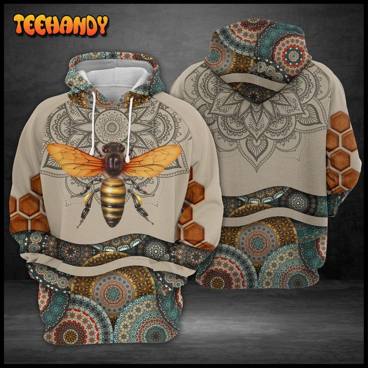 Mandala Bee 3D Printed Hoodie Zipper Hoodie