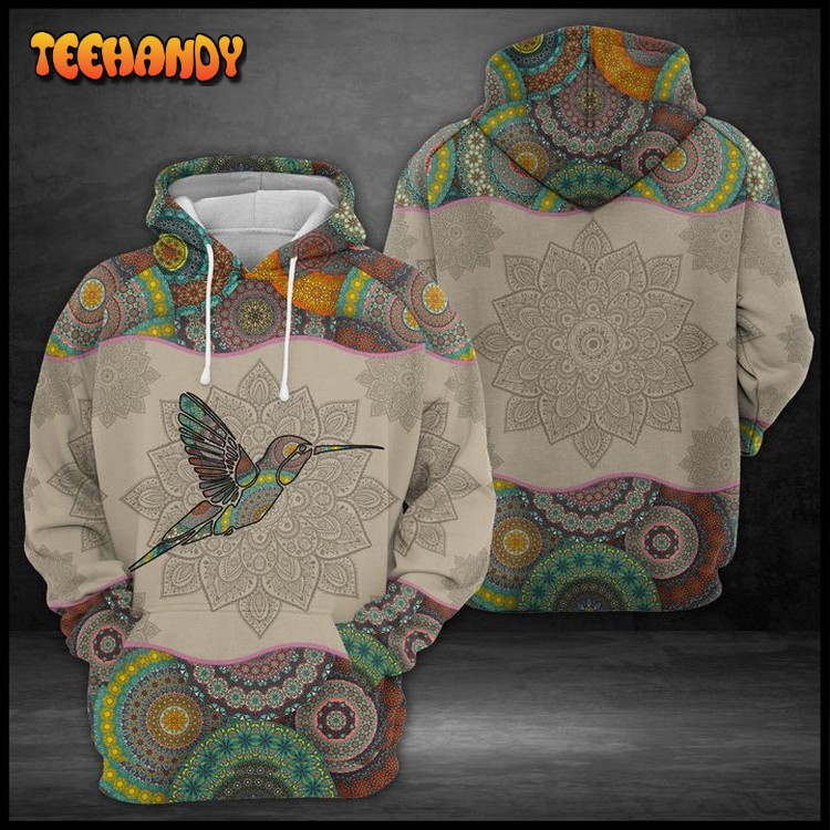 Mandala Hummingbird 3D Printed Hoodie Zipper Hoodie