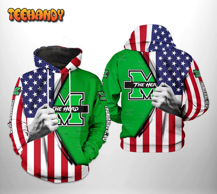 Marshall Thundering Herd NCAA US Flag 3D Printed Hoodie