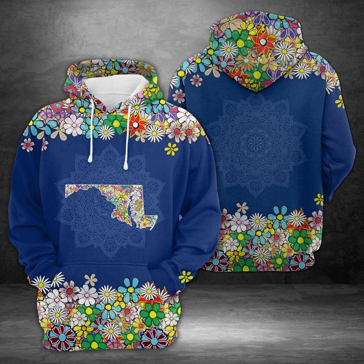 Maryland Flower 3D Printed Hoodie Zipper Hoodie