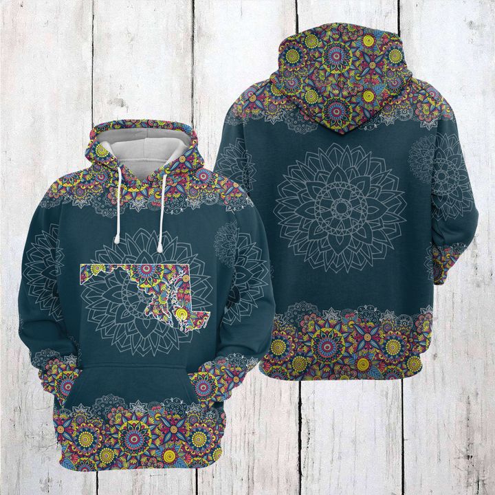 Maryland Mandala 3D Printed Hoodie Zipper Hoodie