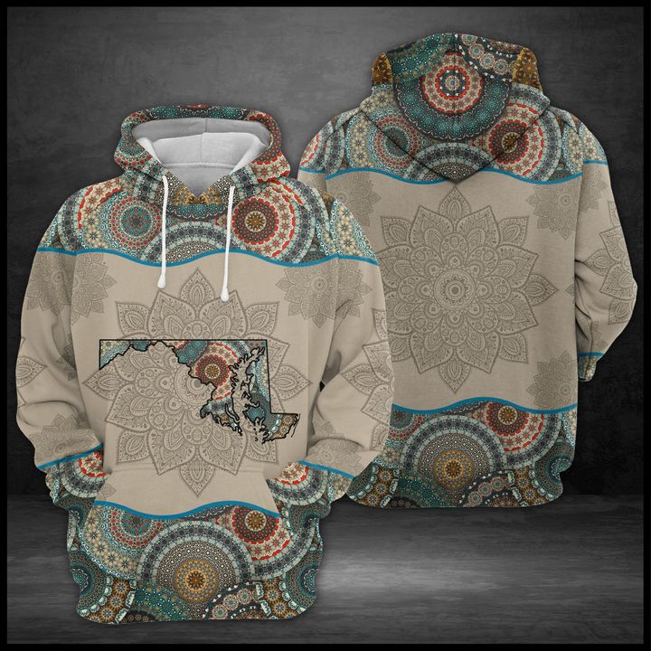 Maryland State Mandala 3D Printed Hoodie Zipper Hoodie