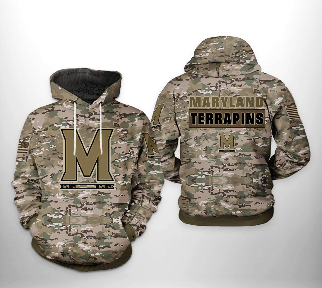 Maryland Terrapins NCAA Camo Veteran 3D Printed Hoodie