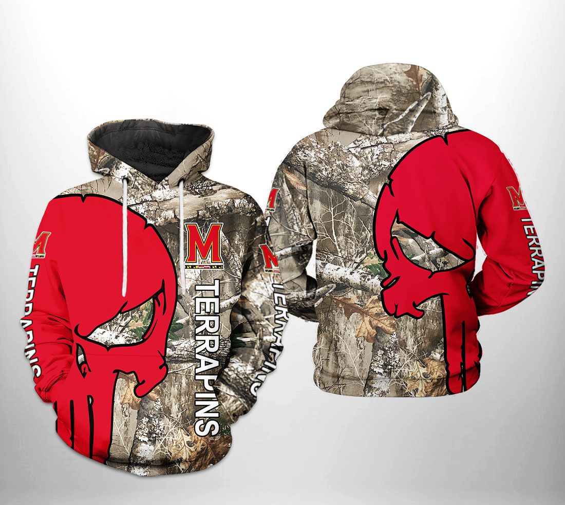 Maryland Terrapins NCAA Camo Veteran Hunting 3D Hoodie