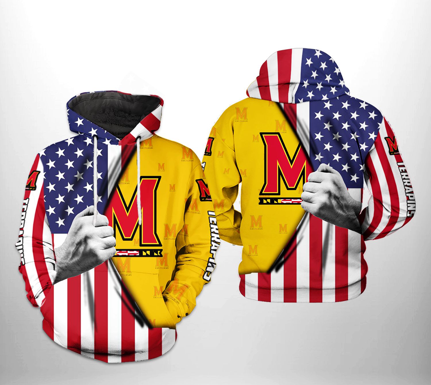 Maryland Terrapins NCAA US Flag 3D Printed Hoodie Zipper Hoodie