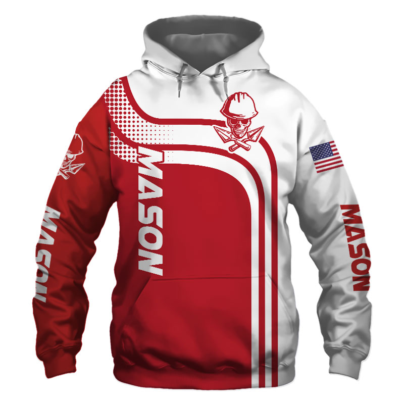 Mason Red US Flag 3D Printed Hoodie Zipper Hoodie