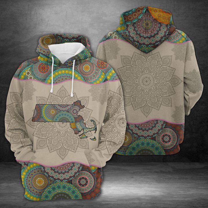 Massachusetts Mandala 3D Printed Hoodie Zipper Hoodie