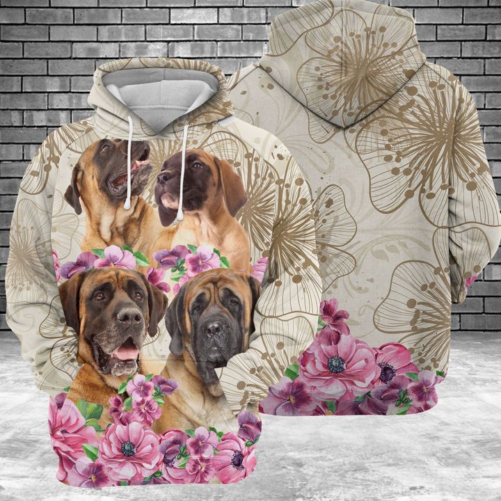 Mastiff Flower 3D Printed Hoodie Zipper Hoodie