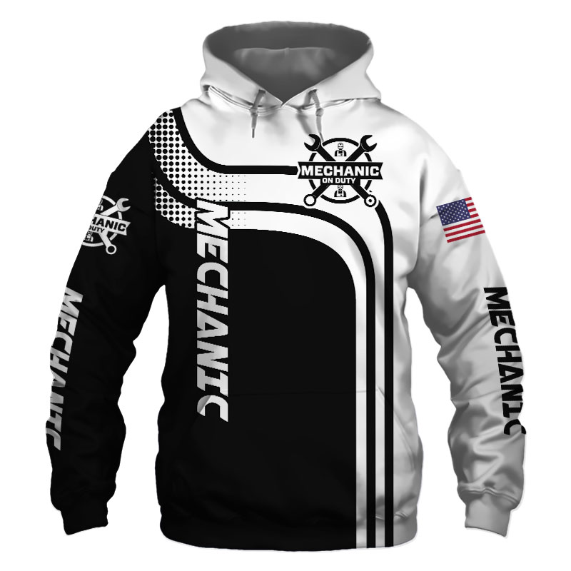 Mechanic Black US Flag 3D Printed Hoodie Zipper Hoodie