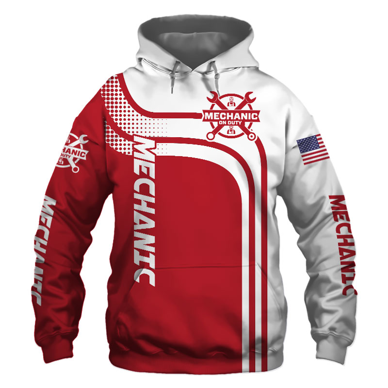 Mechanic Red US Flag 3D Printed Hoodie Zipper Hoodie