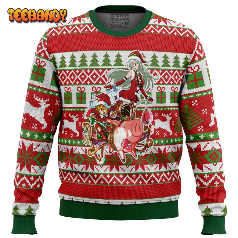 Meliodas and Elizabeth 7 Deadly Sins Ugly Christmas Sweater