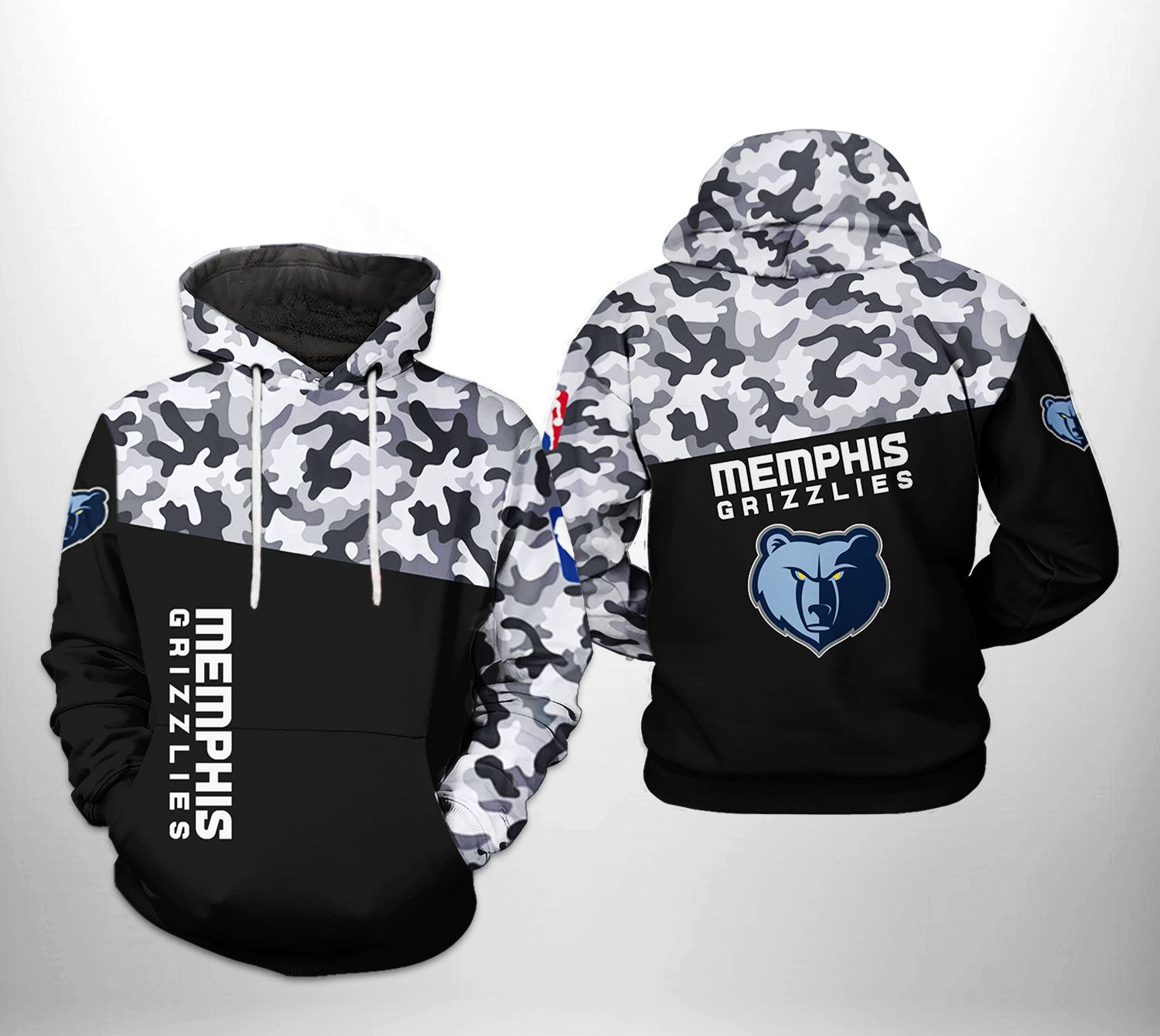 Memphis Grizzlies NBA Camo Veteran Team 3D Printed Hoodie