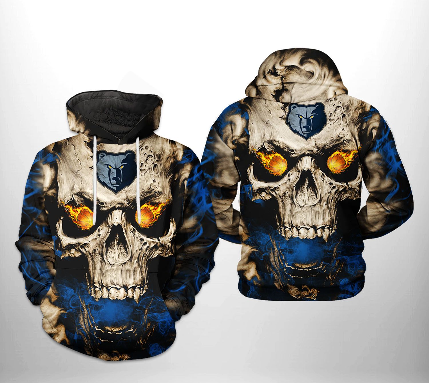 Memphis Grizzlies NBA Skull 3D Printed Hoodie Zipper Hoodie