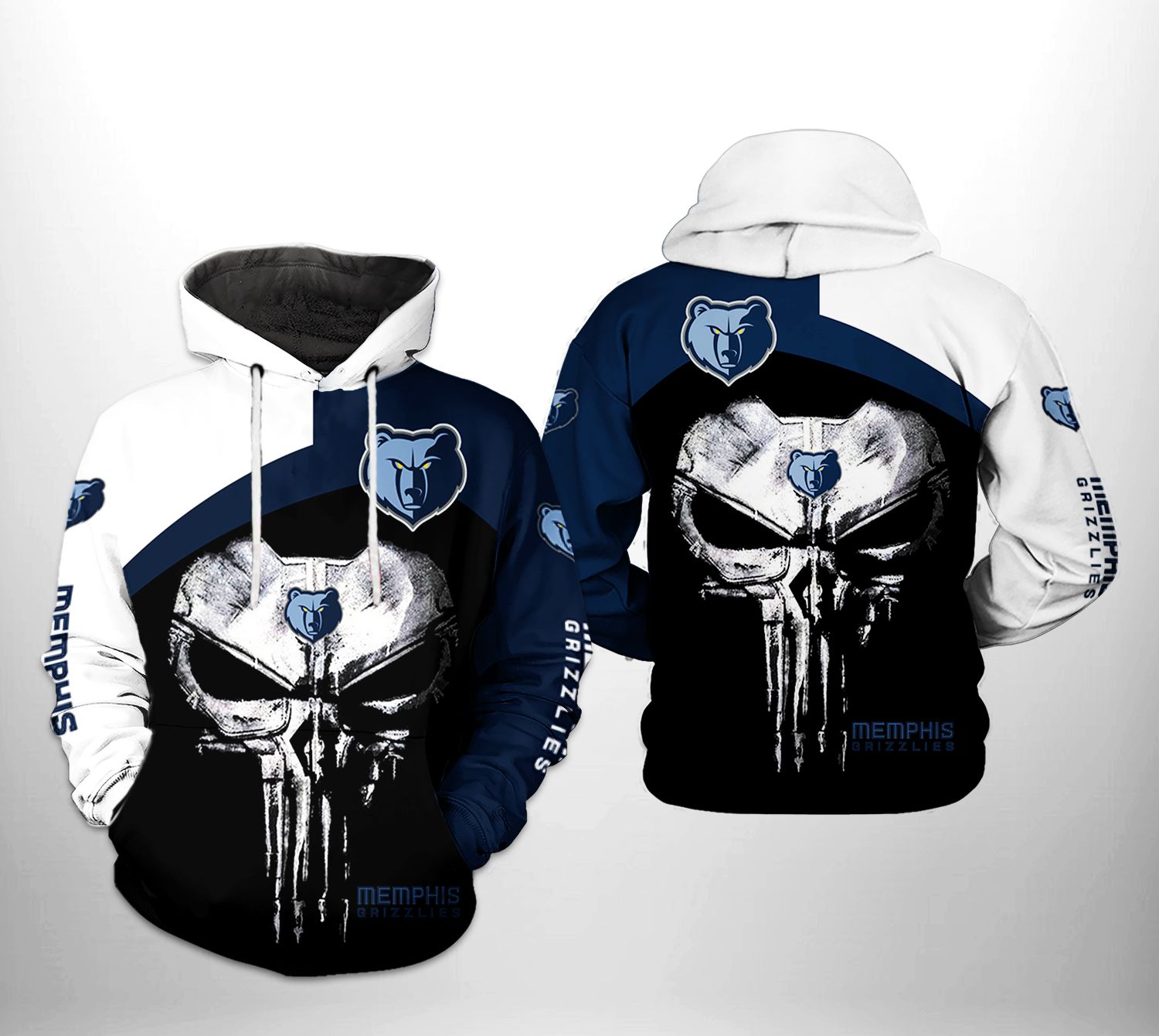 Memphis Grizzlies NBA Skull Punisher Team 3D Printed Hoodie