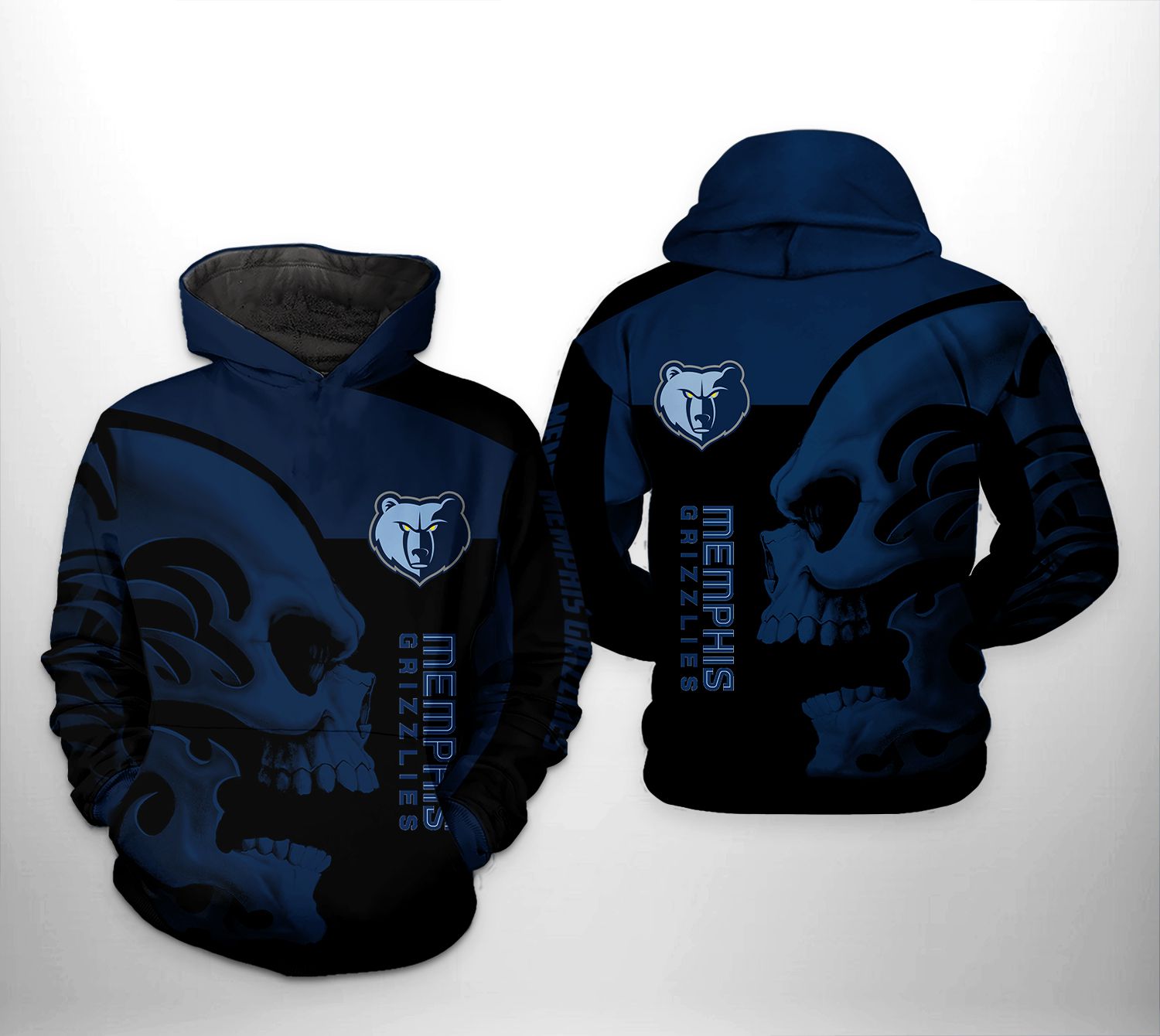 Memphis Grizzlies NBA Skull Team 3D Printed Hoodie Zipper Hoodie