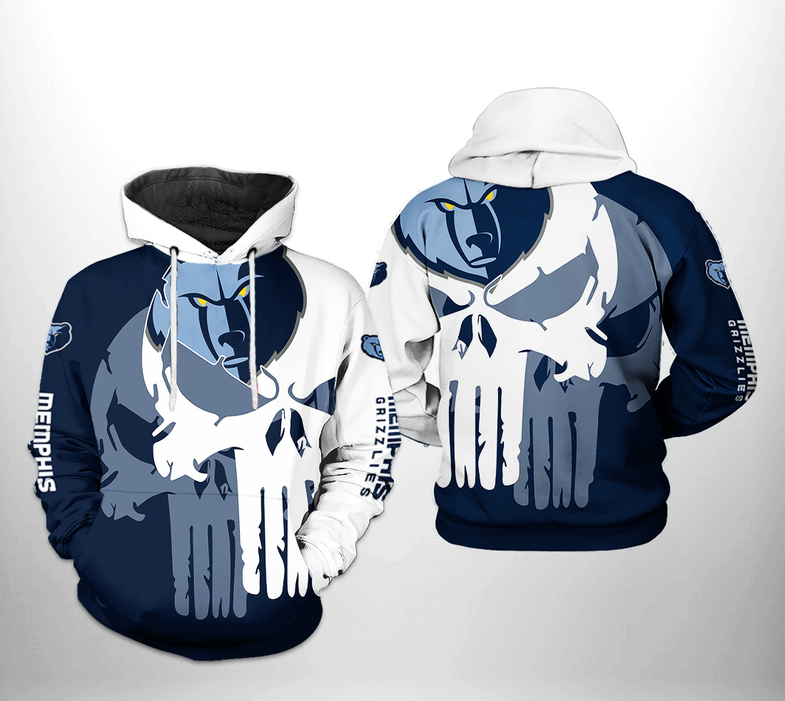 Memphis Grizzlies NBA Team Skull 3D Printed Hoodie Zipper Hoodie