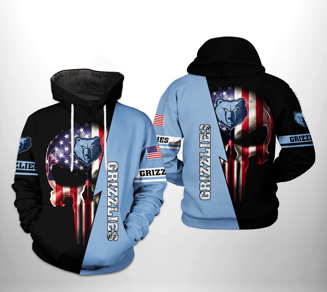 Memphis Grizzlies NBA US Flag Skull Team 3D Printed Hoodie