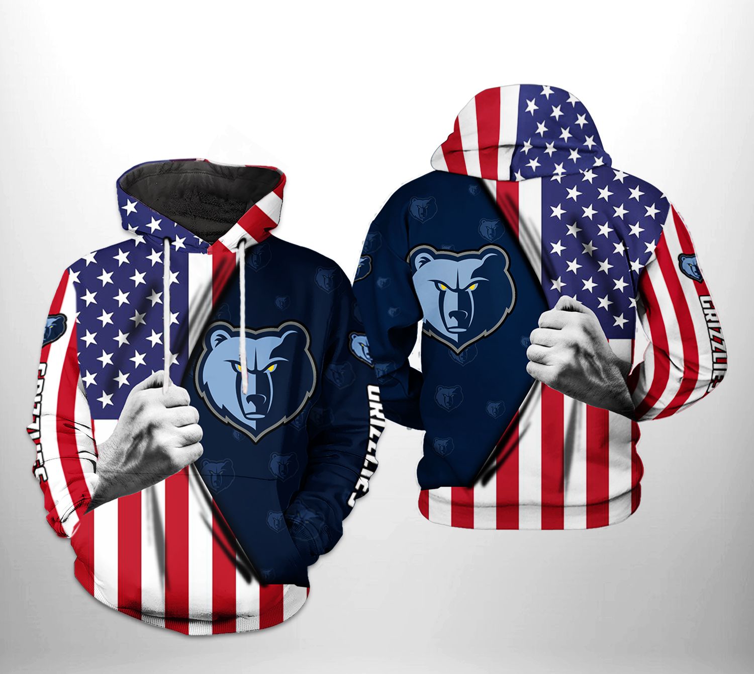 Memphis Grizzlies NBA US Flag Team 3D Printed Hoodie