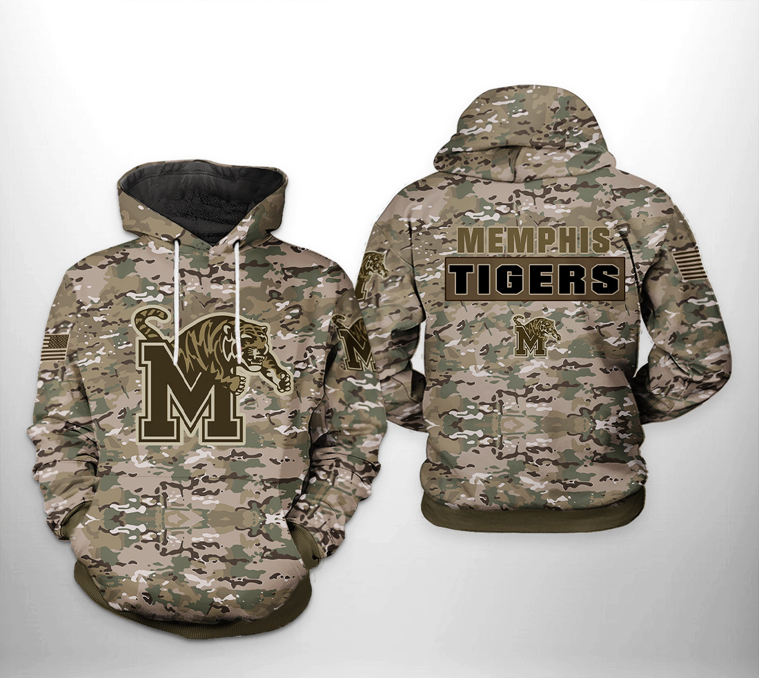 Memphis Tigers NCAA Camo Veteran 3D Printed Hoodie