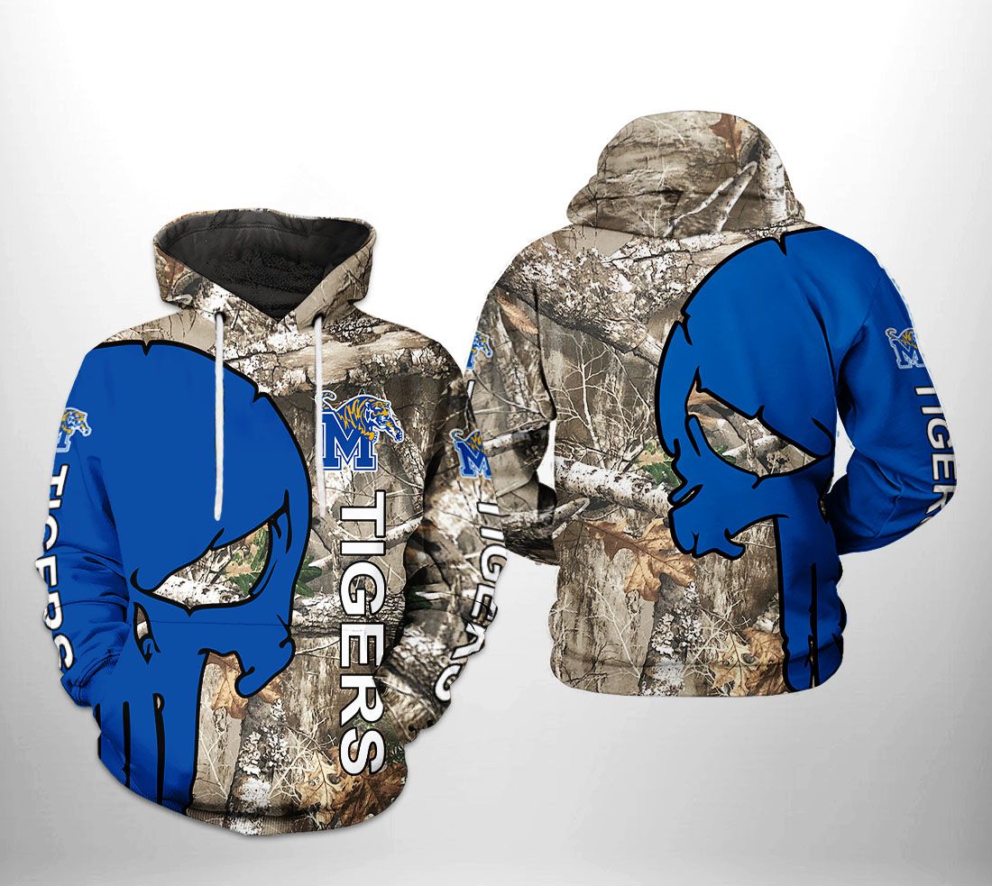 Memphis Tigers NCAA Camo Veteran Hunting 3D Printed Hoodie