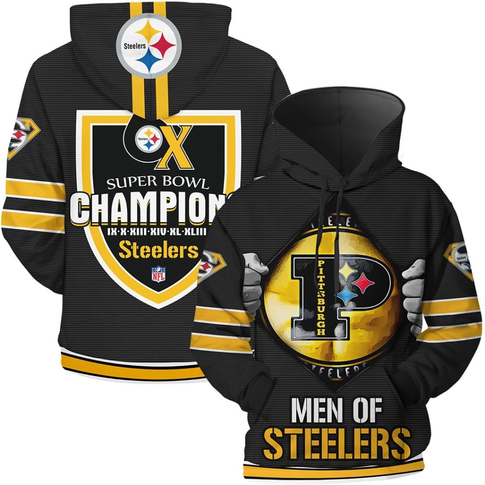 Men Of Steelers Pittsburgh Steelers Ribbing 3D Printed Hoodie