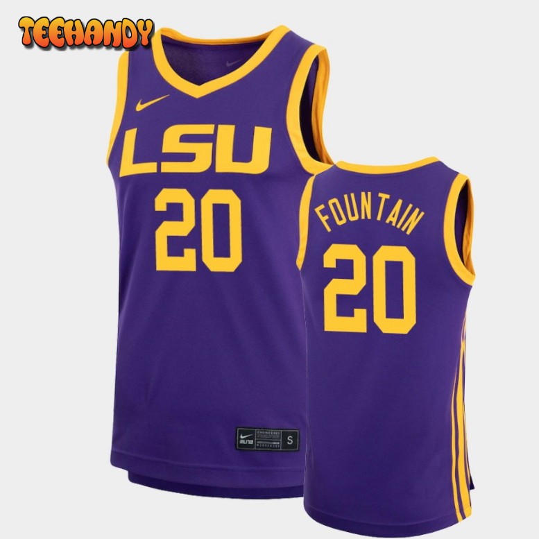 Men’s LSU Tigers Derek Fountain Purple Replica Basketball Jersey