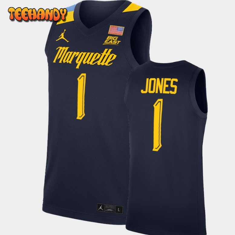 Men’s Marquette Golden Eagles Kam Jones Blue College Basketball Jersey