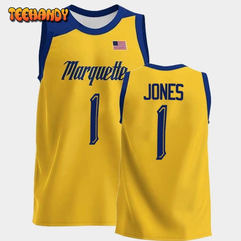 Men’s Marquette Golden Eagles Kam Jones Gold College Basketball Jersey