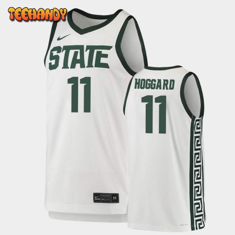 Men’s Michigan State Spartans A.J. Hoggard White Green Replica Basketball Jersey