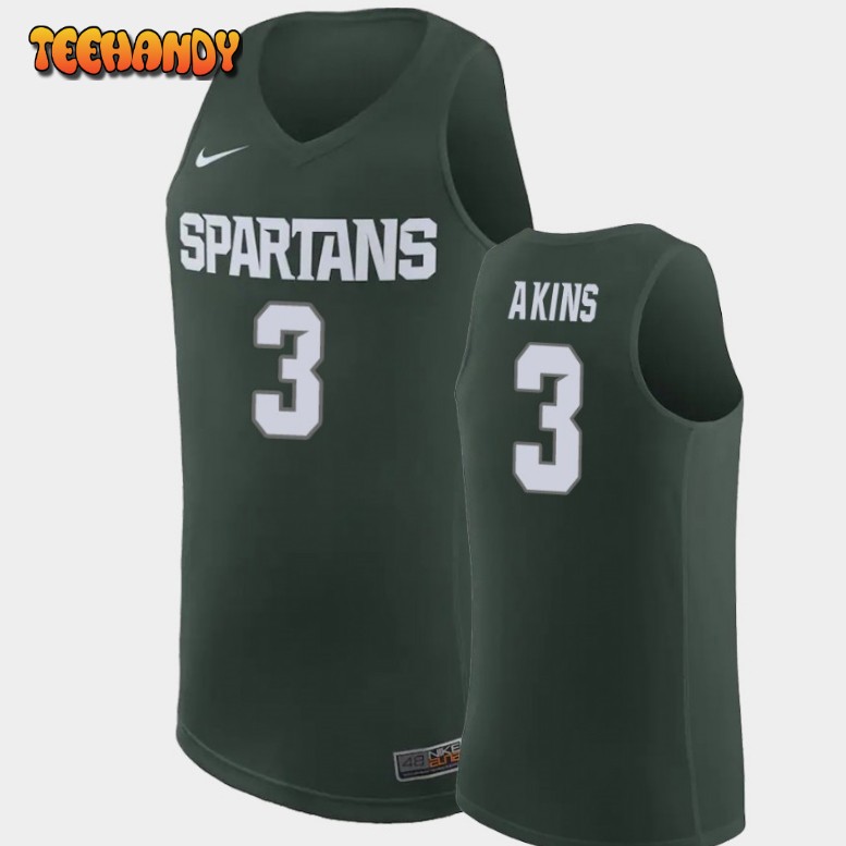 Men’s Michigan State Spartans Jaden Akins Green Replica Basketball Jersey