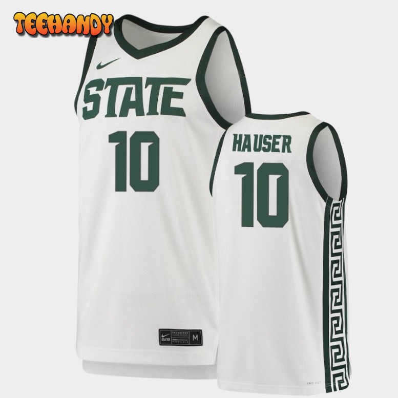 Men’s Michigan State Spartans Joey Hauser White Green Replica Basketball Jersey