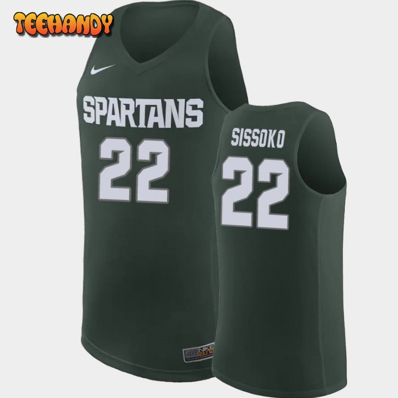 Men’s Michigan State Spartans Mady Sissoko Green Replica Basketball Jersey