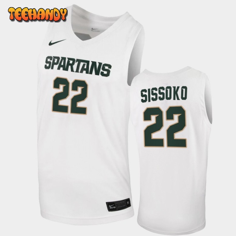 Men’s Michigan State Spartans Mady Sissoko White Replica Basketball Jersey