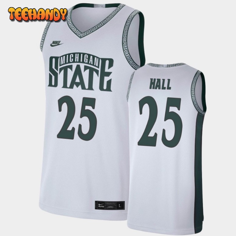 Men’s Michigan State Spartans Malik Hall White Limited Retro Basketball Jersey