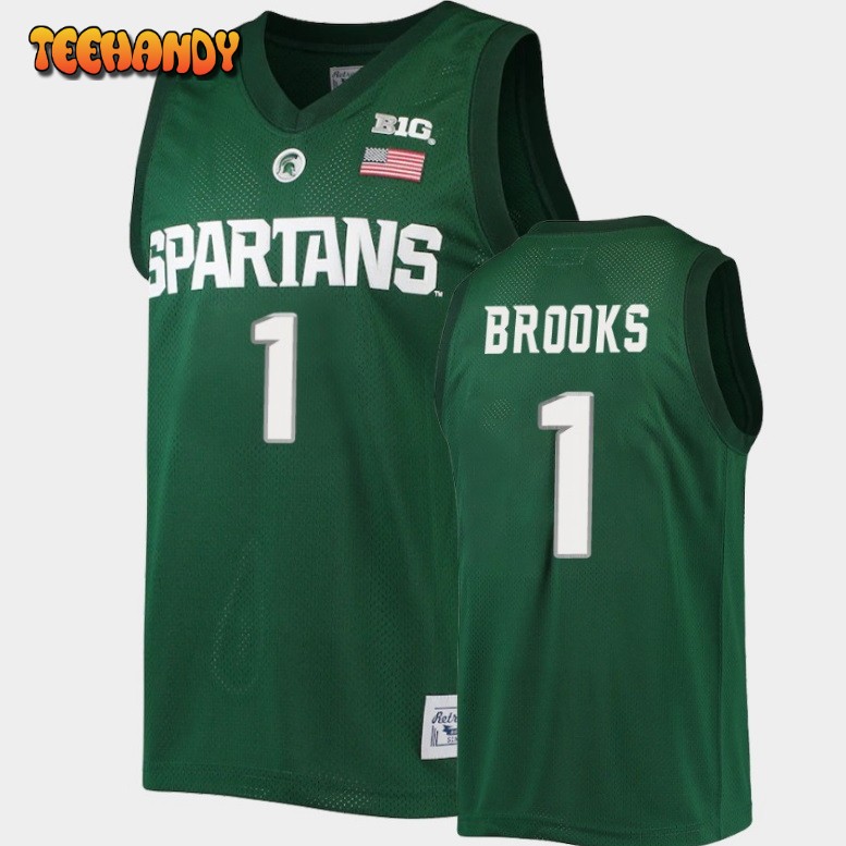 Men’s Michigan State Spartans Pierre Brooks Green Alumni Commemorative Jersey