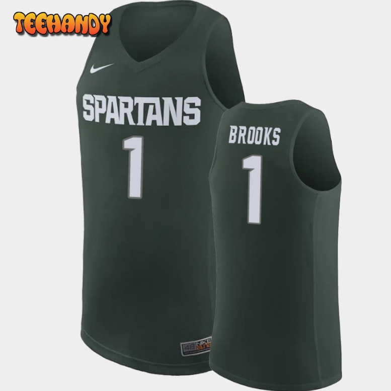 Men’s Michigan State Spartans Pierre Brooks Green Replica Basketball Jersey