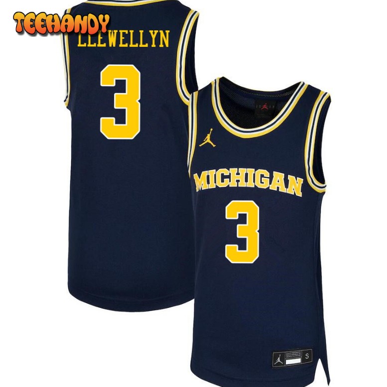 Men’s Michigan Wolverines Jaelin Llewellyn College Basketball Navy Jersey