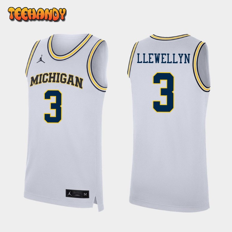 Men’s Michigan Wolverines Jaelin Llewellyn College Basketball White Jersey