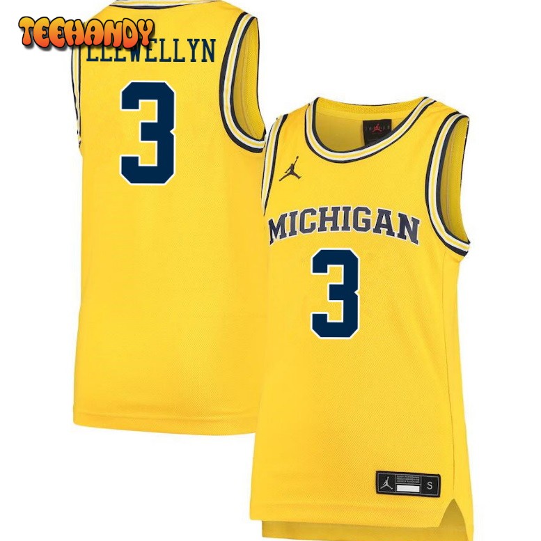 Men’s Michigan Wolverines Jaelin Llewellyn College Basketball Yellow Jersey