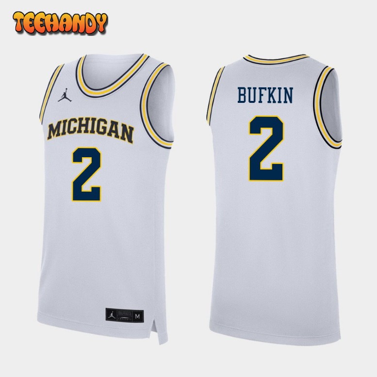 Men’s Michigan Wolverines Kobe Bufkin College Basketball White Jersey